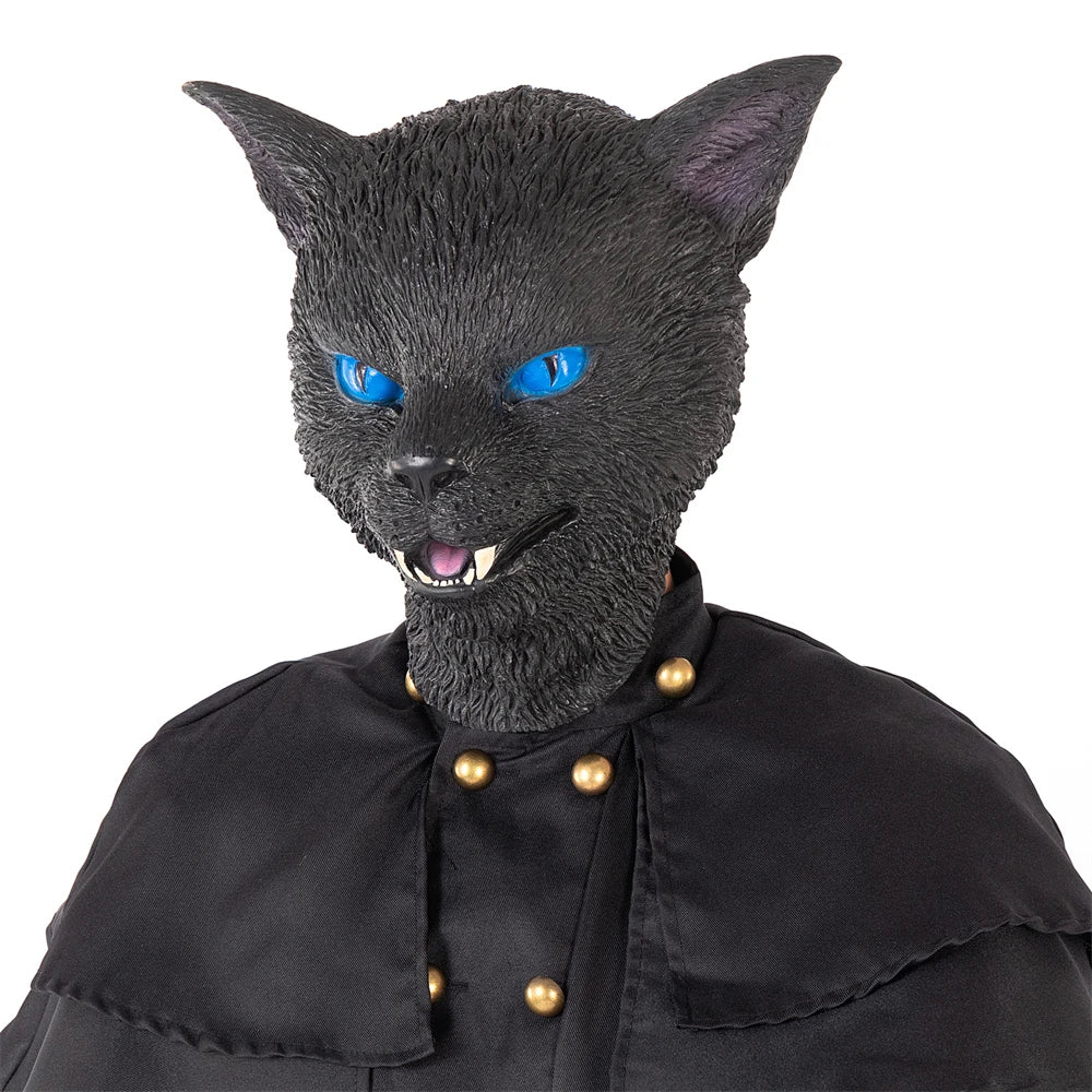 Realistic Full Head Black And White Cat Latex Mask Halloween Animal Cosplay Costume Headgear Carnival Accessory Prank Props Gift