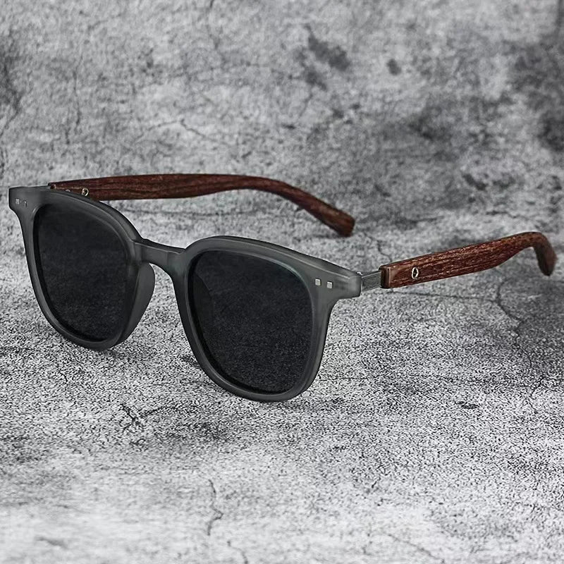 Sunglasses for Men Women Trendy Retro Wood Grain Polarized UV Protection Eyewear Cycling Outdoor Street Photography Sunglasses