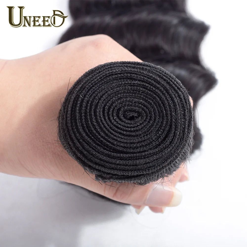 Peruvian Deep Curly Wave Human Hair Bundles 1/3/4 Pcs 100% Unprocessed Virgin Human Hair Wet and Wavy Bundles Natural Color