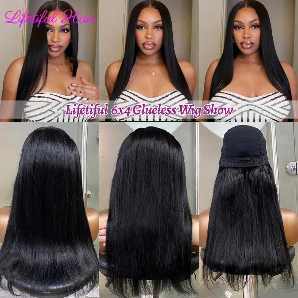 32 Inch 6x4 Bone Straight Human Hair Wigs Glueless Wig Human Hair Ready To Wear Pre-cut Brazilian 100% Human Hair Wigs For Women