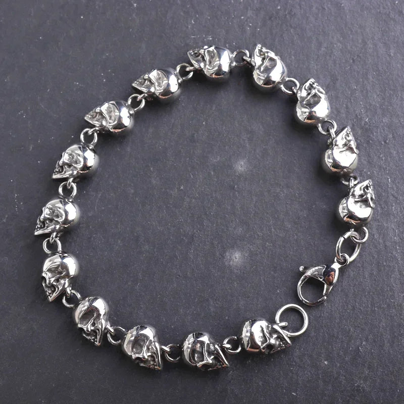 Retro Gothic Skull Ghost Head Bracelet for Men Personalized Motorcycle Rock Hip Hop Cool Halloween Party Jewelry Gift