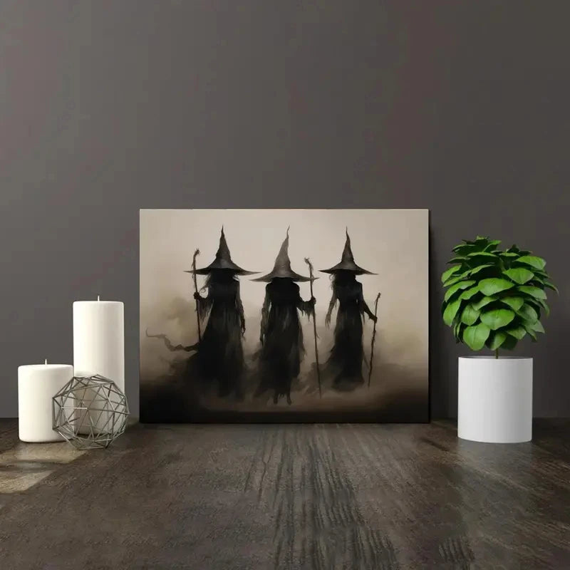 Abstract Retro Witch Halloween Canvas Prints Witchcraft Cartoon Cosplay Wall Art Poster for Family Bedroom Office Decor Cuadros