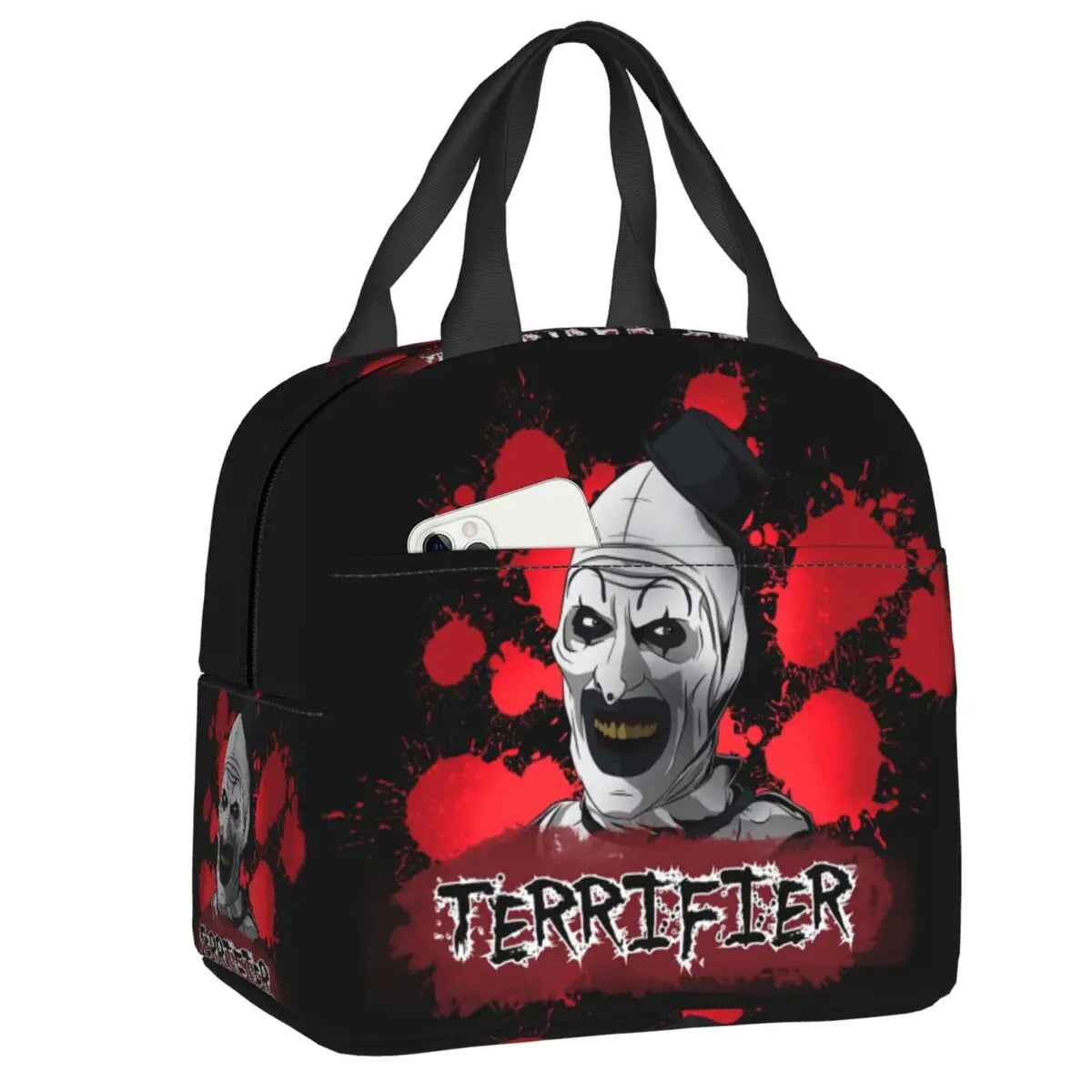 Custom Art Crispies Terrifiers Halloween Horror Movie Lunch Bag Men Women Cooler Thermal Insulated Lunch Boxes for Adult Office