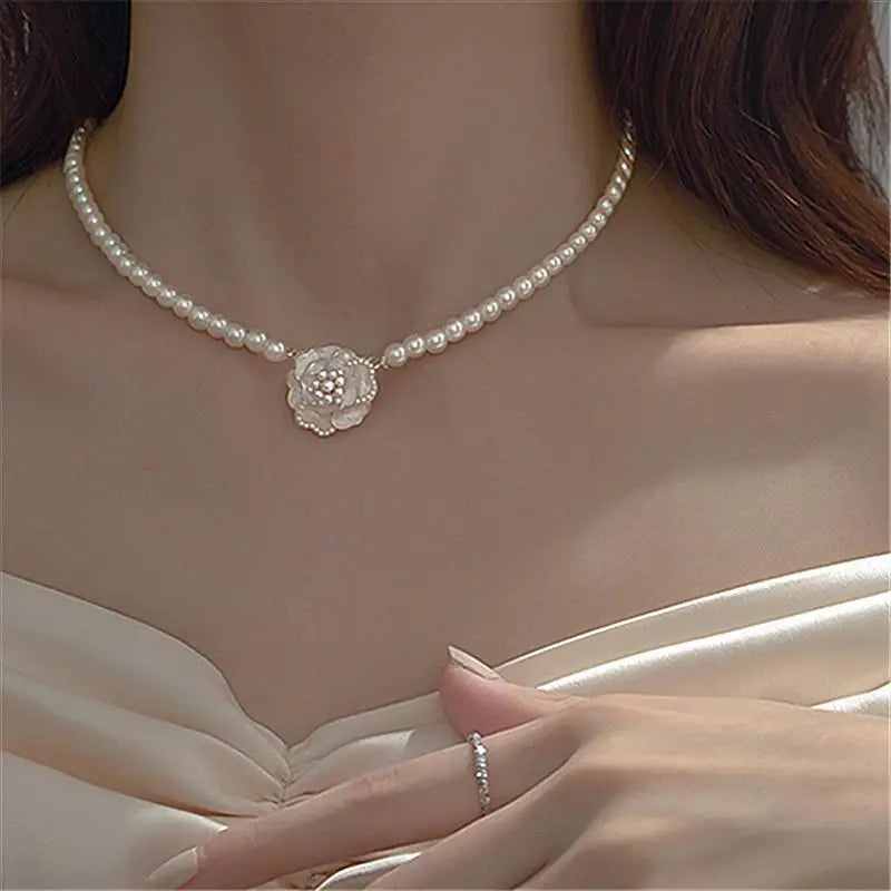 Pearl Necklace Collier Femme Collares Statement Multilayer Choker Statement Jewelry Women Simulated Pearl Necklaces & Pendants