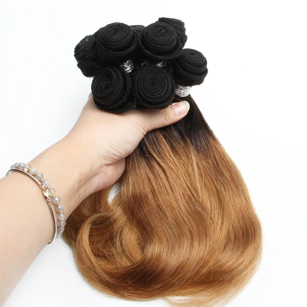 Brazilian Curly Hair Bundles for Women Ombre Curly Human Hair Bundles 8 Bundles Bob Hair Extensions Bundles Human Hair T1b 27 30