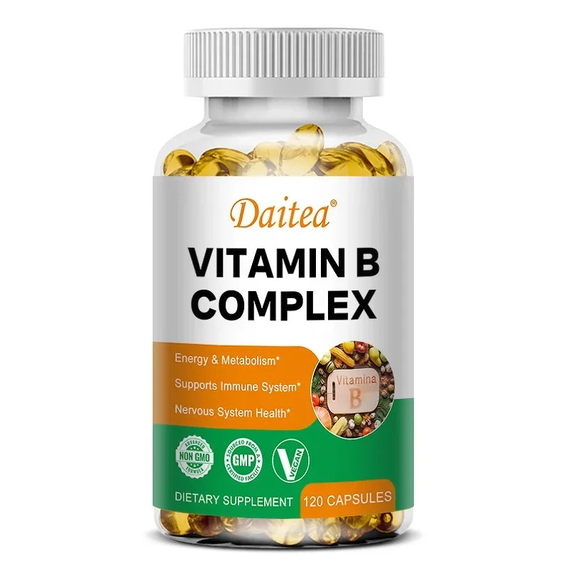 Organic Vitamin B Complex Supports Energy, Immune Health, Antioxidant Supplement - 30/60/120 Vegetarian Capsules