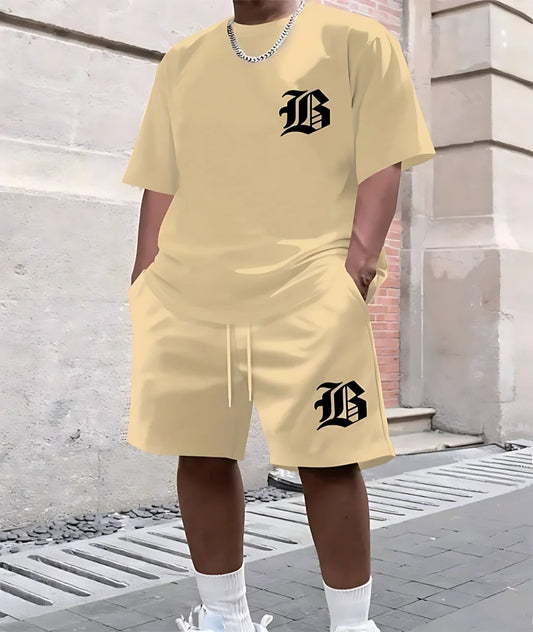 The 2025 summer new men's suit is a casual and fashionable 3D printed outdoor wear with a simple style
