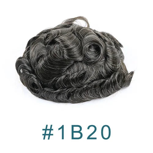 100% Human Hair 80Density Natural Hairline 0.02mm Full Skin Base Men Toupee #1B80 #60R Capillary Prosthesis System Man Hairpiece