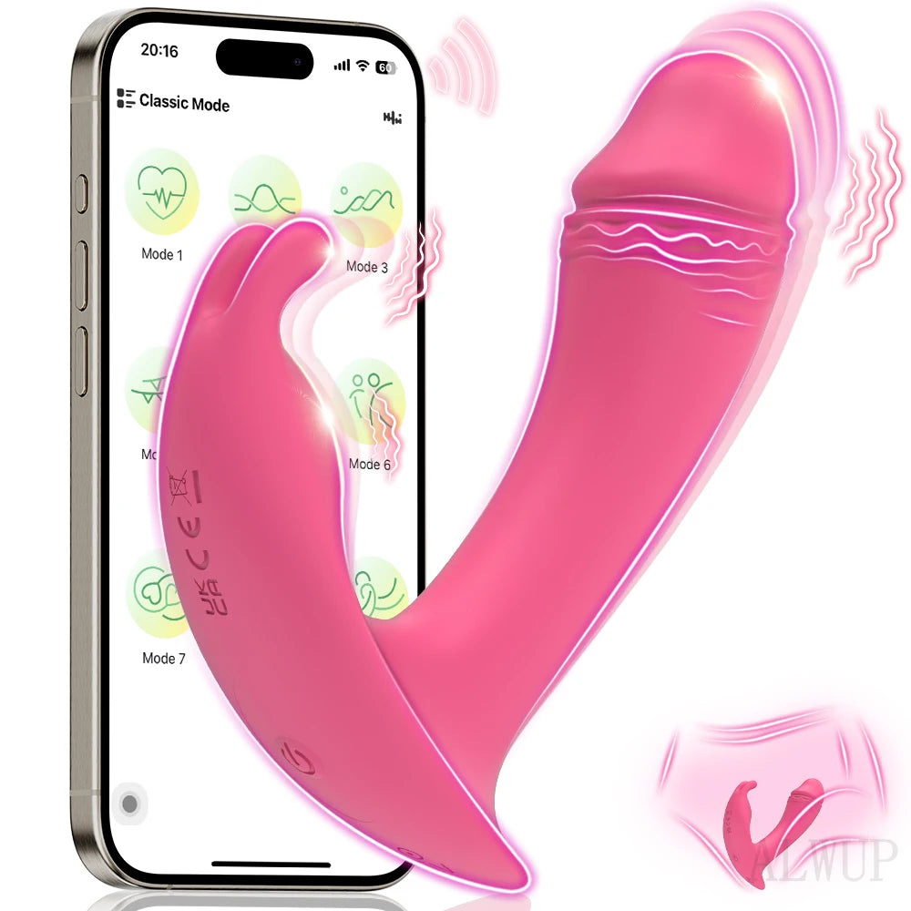 APP Thrusting Vibrator for Women Clitoris Stimulator Rotating Telescopic Wearable Dildo G Spot Massage Adult Sex Toy for Women