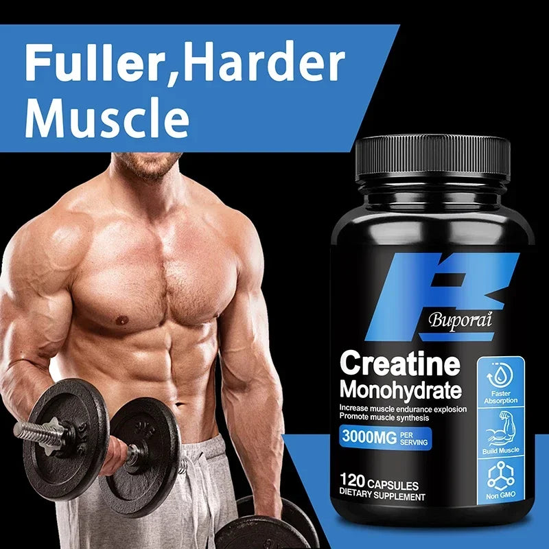 Creatine Monohydrate - Enhance Muscle Strength, Promote Muscle Growth, Improve Athletic Performance, Vegetarian, Gluten-free
