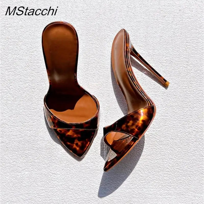 Pvc Transparent Shoes For Women's Sandals 2025 Summer Sexy Slippers Pointe Toe Thin Heels Stiletto Sandals Big Size Women Shoes