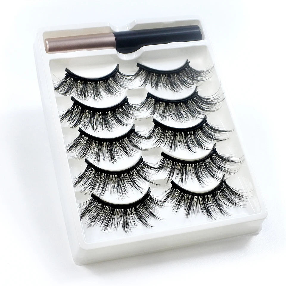 REDSIREN Natural Magnetic Lashes Makeup 1/5Pairs Reusable Magnetic False Eyelashes and Eyeliner Kit