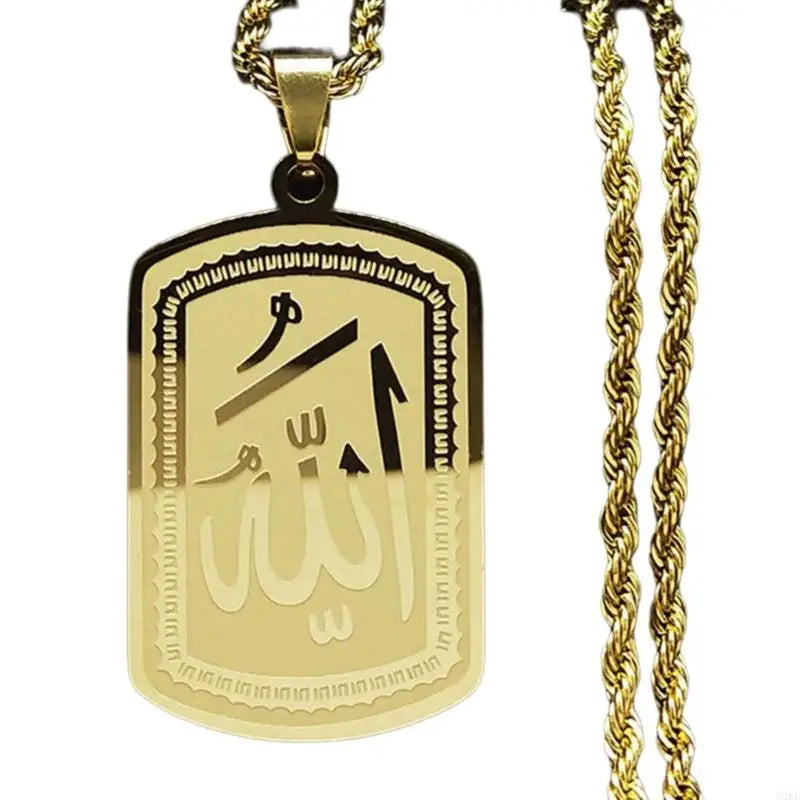 62KE Comfortable Necklace with Intricate Arabic Pattern Blessing Necklace Religious Neck Jewelry Suitable for Everyday Wear
