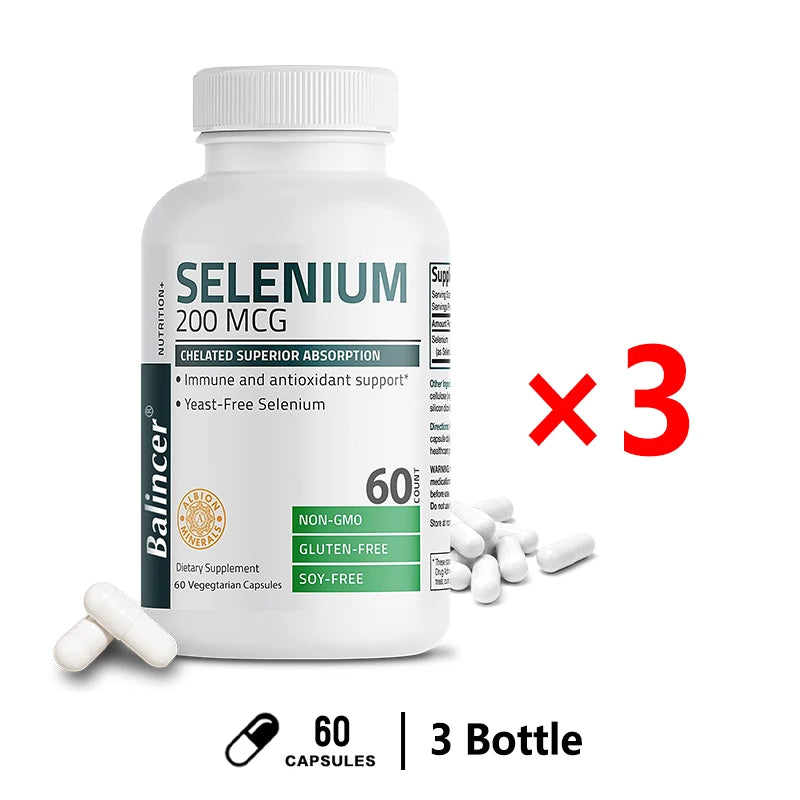 Balincer 200mcg Mineral Antioxidant Supplement with Selenium - Supports Immune, Overall Health - Non-GMO, Easy to Absorb