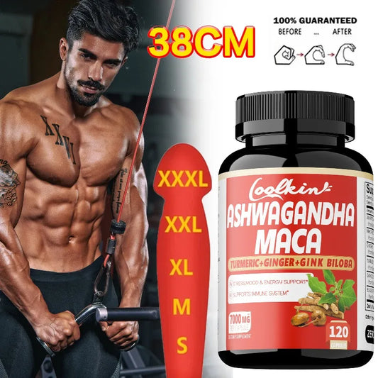Ashwagandha and Maca Capsules - Improves Muscle, Endurance, Strength and Male Performance, Relieves StressCapsule