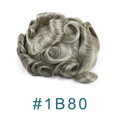 100% Human Hair 80Density Natural Hairline 0.02mm Full Skin Base Men Toupee #1B80 #60R Capillary Prosthesis System Man Hairpiece