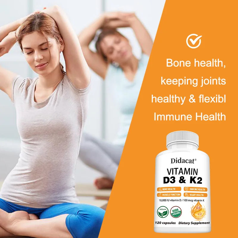 D3 & K2 Vitamins Supplement - Supports Heart, Bone, Muscle, Immune & Joint Health, 10,000 IU Vitamin D & 100mcg Vitamin K
