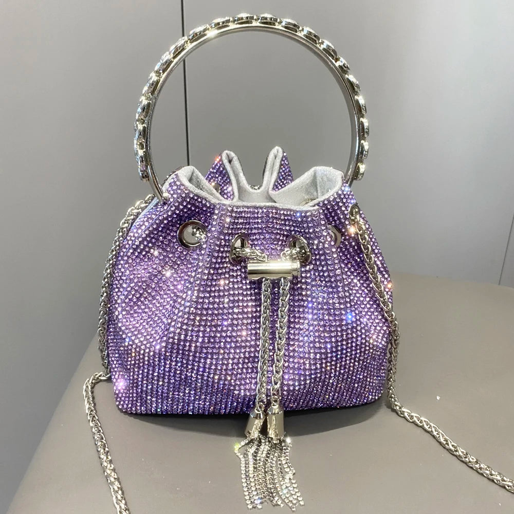 purses and handbags bags for women luxury Designer bucket clutch purse evening banquet bag Crystal rhinestone shoulder bags