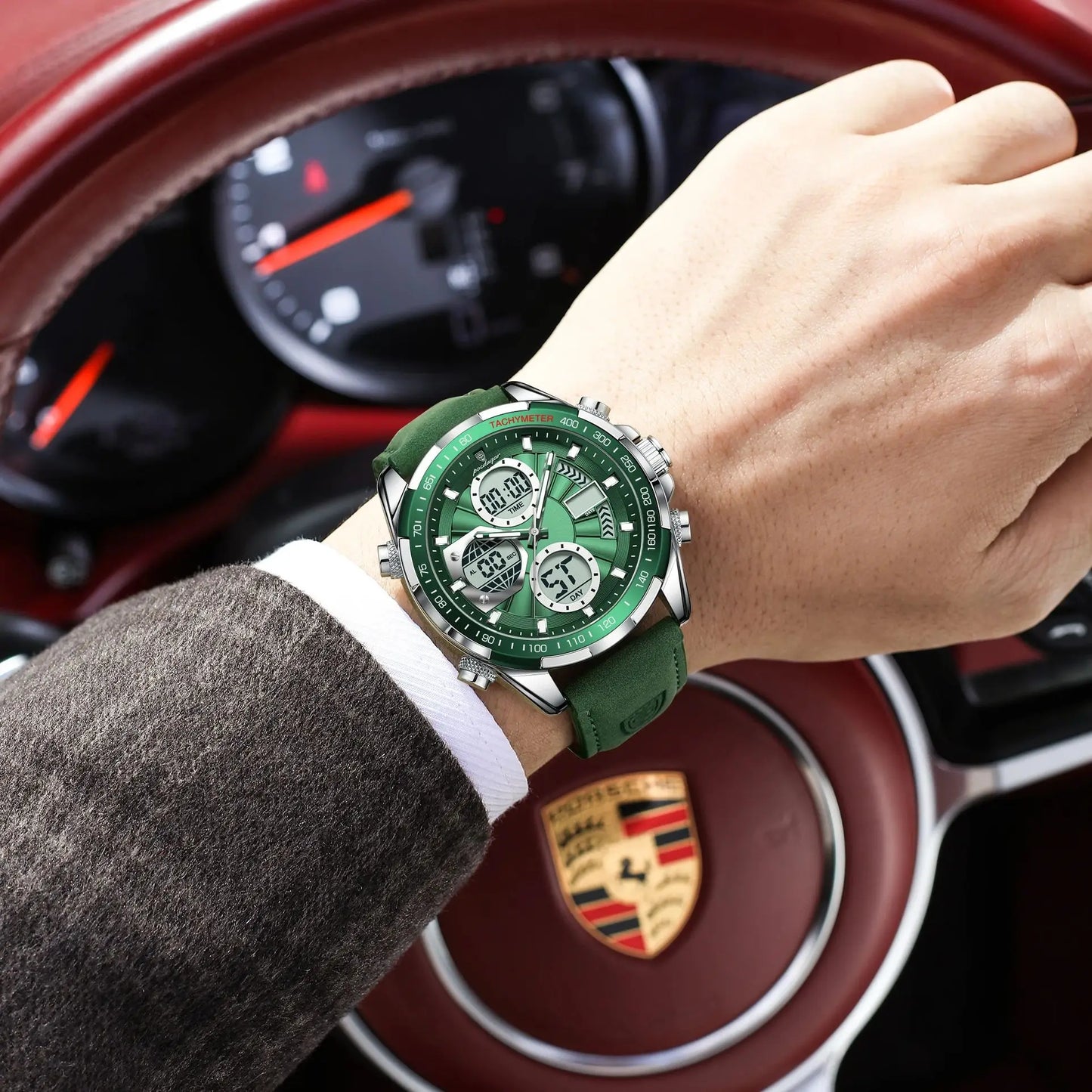 POEDAGAR LED Luxury Men Watch Luminous Week Date Dual Time Display Digital Man Clock Alarm Electronic Men's Quartz Watches Reloj