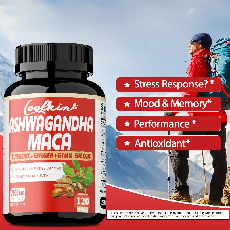 Ashwagandha and Maca Capsules - Improves Muscle, Endurance, Strength and Male Performance, Relieves StressCapsule