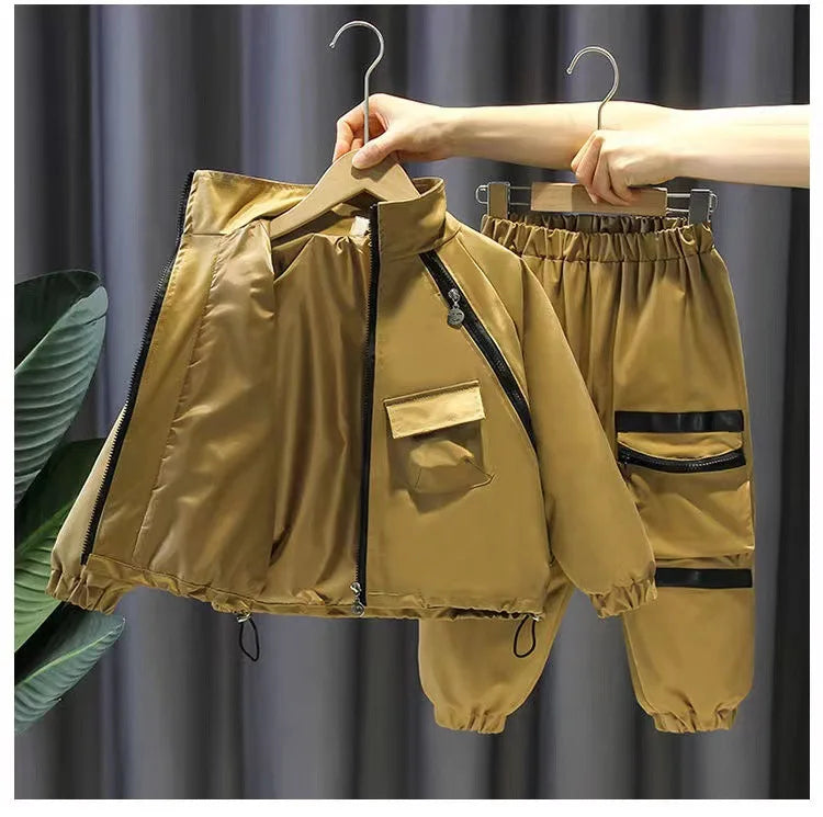 Boys Clothing Suit Spring and Autumn Children's Sportswear Two-piece Set fashion New zipper Jacket+Pants Suit For Boy 2-10Y