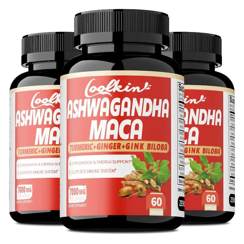 Ashwagandha and Maca Capsules - Improves Muscle, Endurance, Strength and Male Performance, Relieves StressCapsule