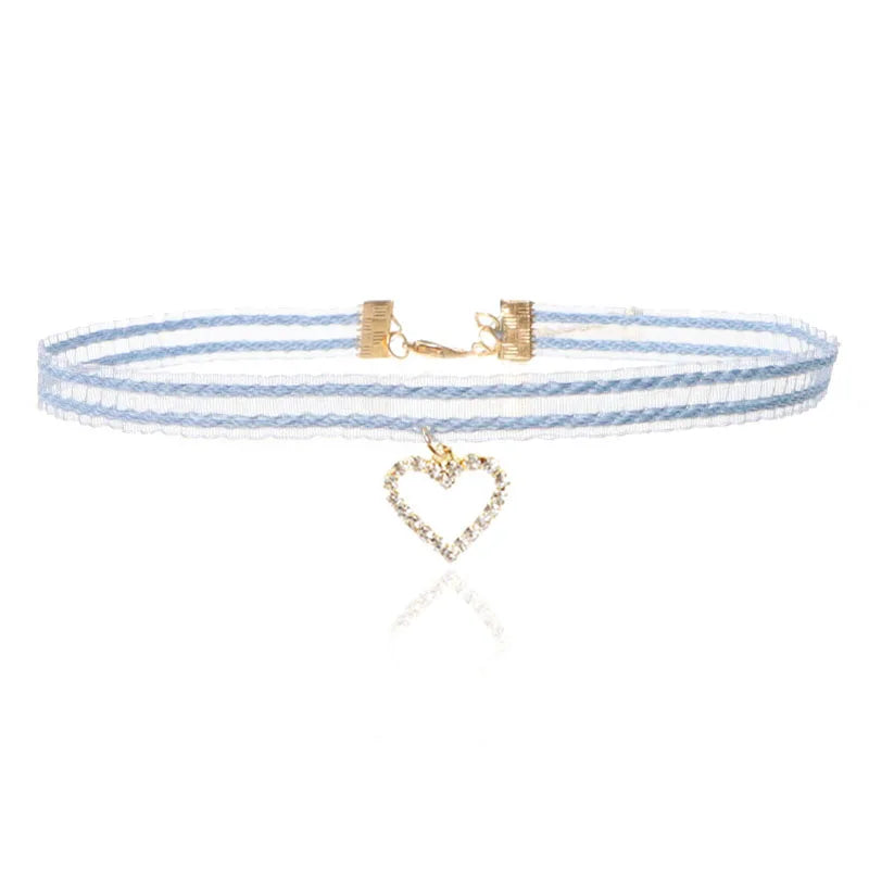 Necklace for Women Short Clavicle Lace Sexy Hearts Pearl Leaf Bow Butterfly Star Choker Lady Party Jewelry Girl Gift