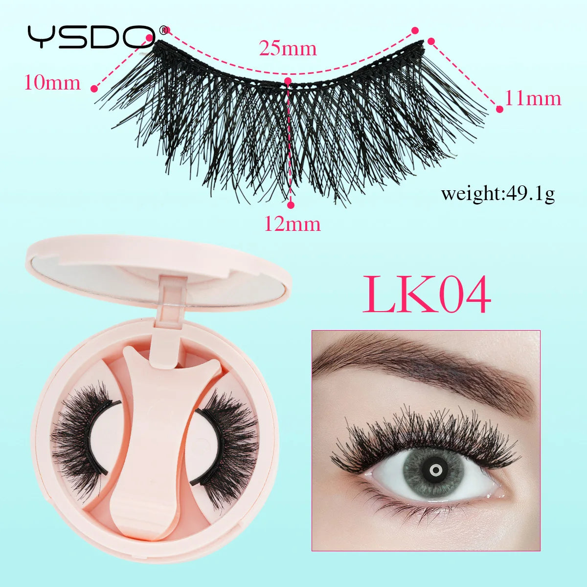 YSDO 1 Pair Magnetic Eyelashes Long-Lasting No Glue Needed Magnetic False Lashes Reusable Makeup Soft Faux 3D Mink Eyelash Tools