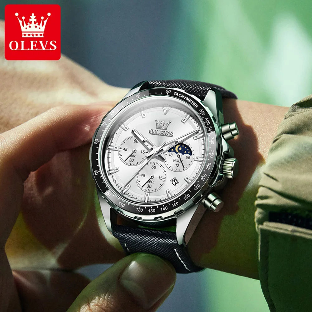OLEVS 2945 Watches For Man Top Brand Young Fashion Original Quartz Wristwatch Waterproof Leather Starp Luminous   Reloj Hombre 