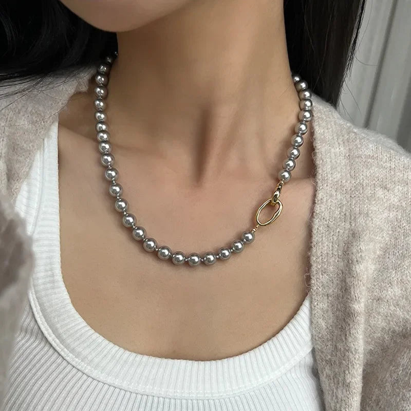 Modern Jewelry Elegant Temperament One Layer Bead Necklace For Women Female Gift Simply Design Accessories 2025 Trend New