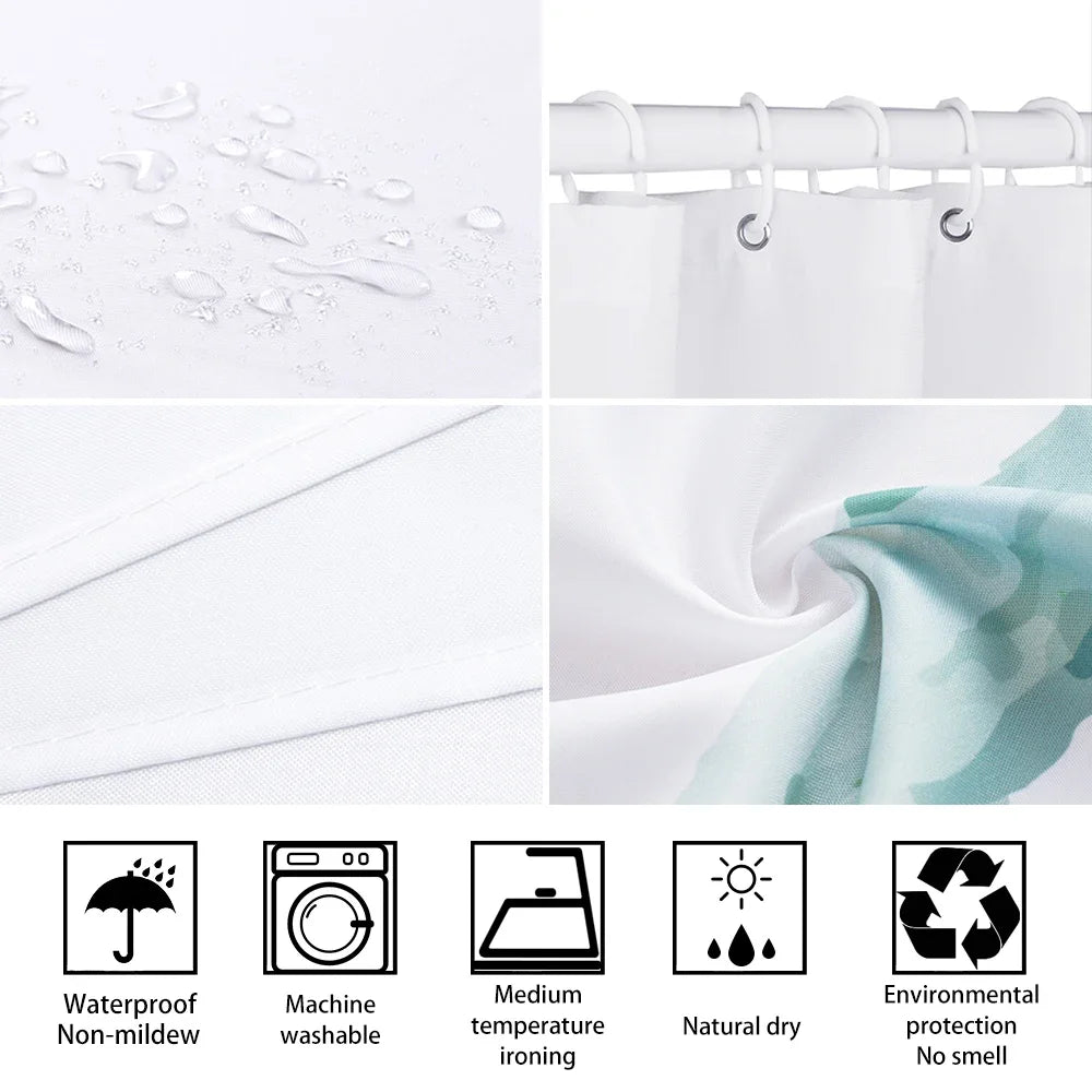 Spooky Horror Halloween Skeleton Crow Shower Curtain Black Bat Black Cat Polyester Fabric Bath Curtain Bathroom Decor With Hooks