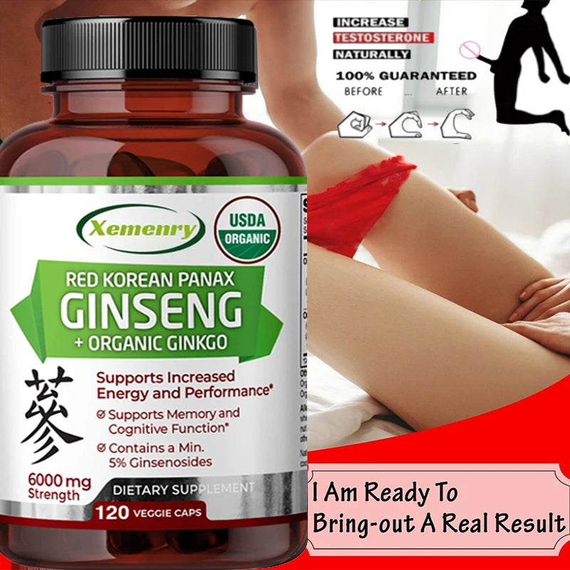 Pure Red Ginseng Extract - Energy Booster Natural Endurance Supplement for Performance, Focus, Vitality and Immune Support