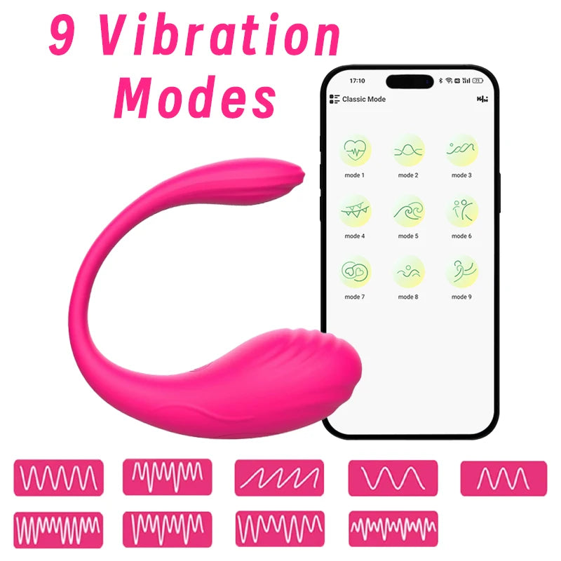 Wireless App-Controlled Vibrating Toy for Women Wearable Vibrator 9 Vibration Massager Long Distance Vagina Stimulator Sex Toy