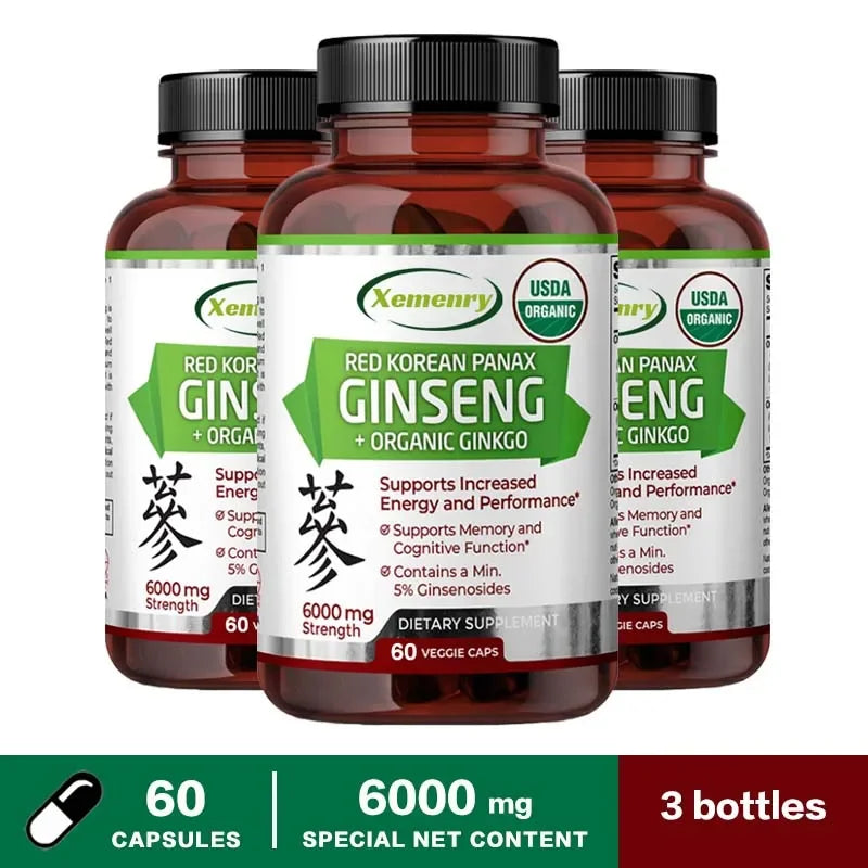 Pure Red Ginseng Extract - Energy Booster Natural Endurance Supplement for Performance, Focus, Vitality and Immune Support