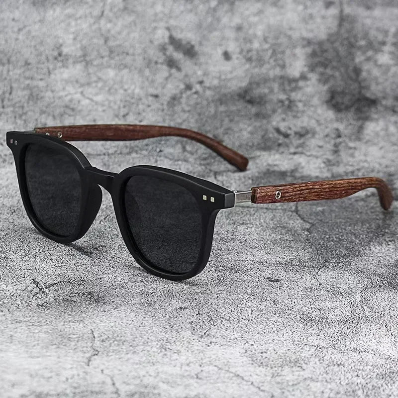 Sunglasses for Men Women Trendy Retro Wood Grain Polarized UV Protection Eyewear Cycling Outdoor Street Photography Sunglasses
