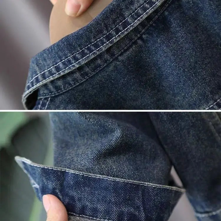 Boys Denim Suit Spring 2025 Spring Autumn New Style Children's Western-style Coat Boys' Fashionable Explosive Street 2 Piece Set