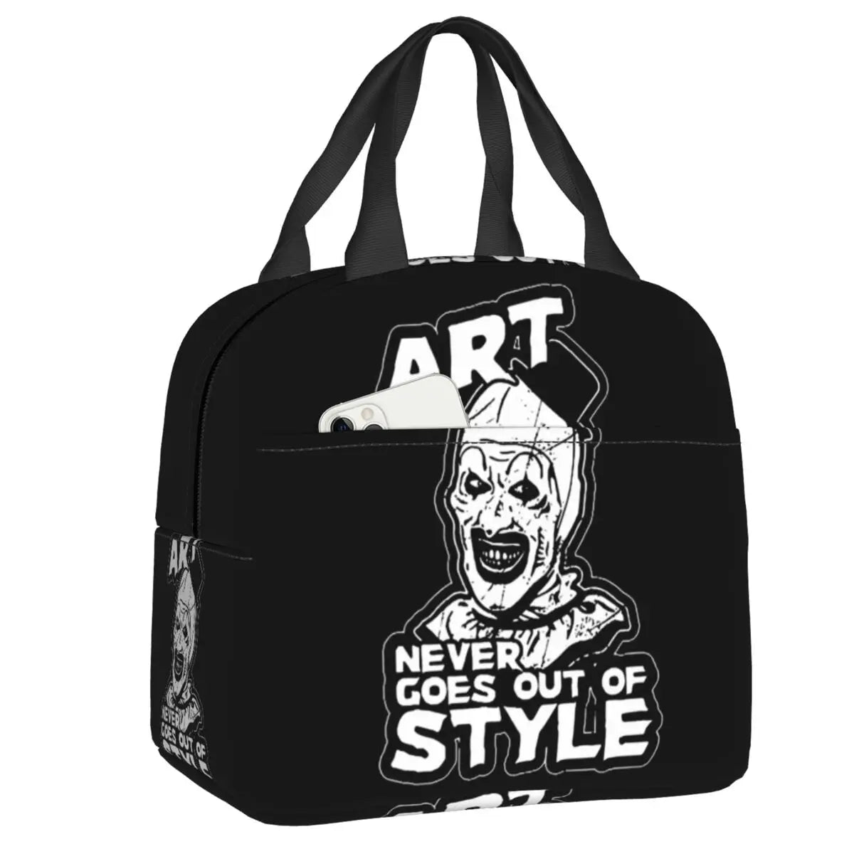 Custom Art Crispies Terrifiers Halloween Horror Movie Lunch Bag Men Women Cooler Thermal Insulated Lunch Boxes for Adult Office