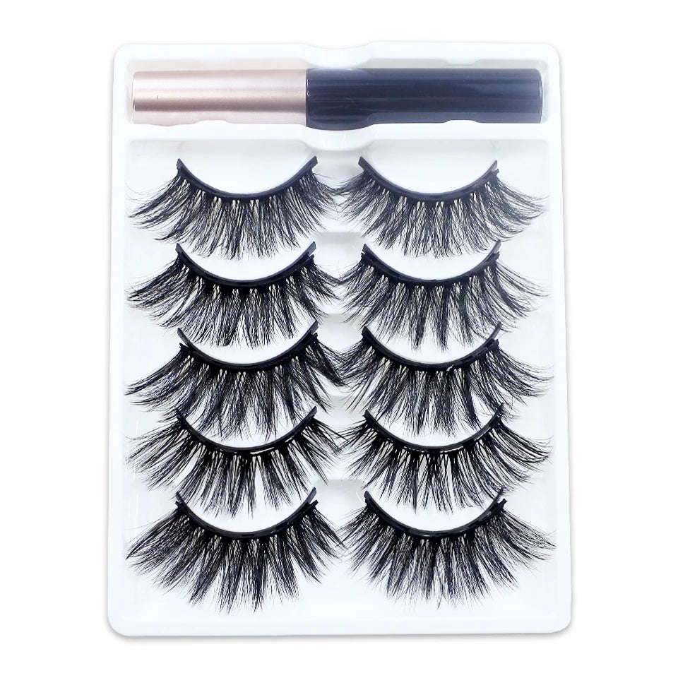 REDSIREN Natural Magnetic Lashes Makeup 1/5Pairs Reusable Magnetic False Eyelashes and Eyeliner Kit