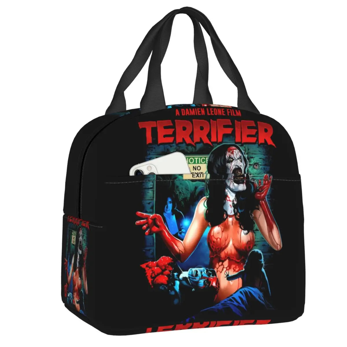 Custom Art Crispies Terrifiers Halloween Horror Movie Lunch Bag Men Women Cooler Thermal Insulated Lunch Boxes for Adult Office