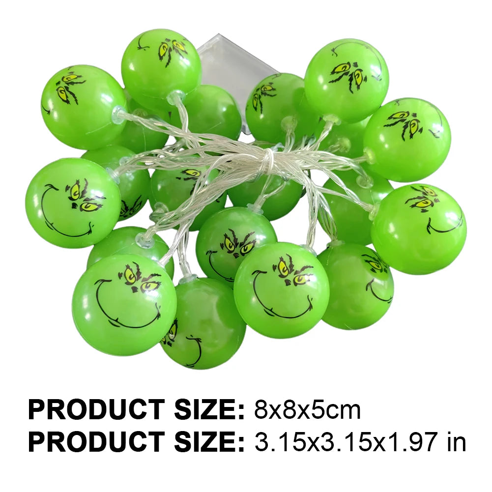 2024 Halloween Day Decoration Party String Lights Funny Green Balls Lights DIY Christmas Tree Decor Light Holiday Party Supplies