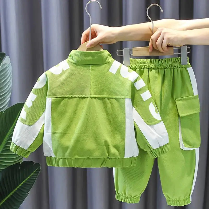 Boys Clothing Suit Spring and Autumn Children's Sportswear Two-piece Set fashion New zipper Jacket+Pants Suit For Boy 2-10Y
