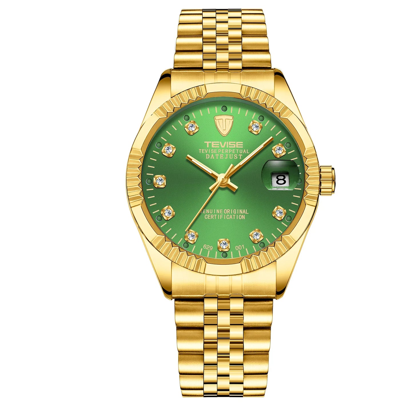 TEVISE  Automatic Mechanical Watch for Men with Date Stainless Steel Diamond Fashion Business Casual Watch Waterproof