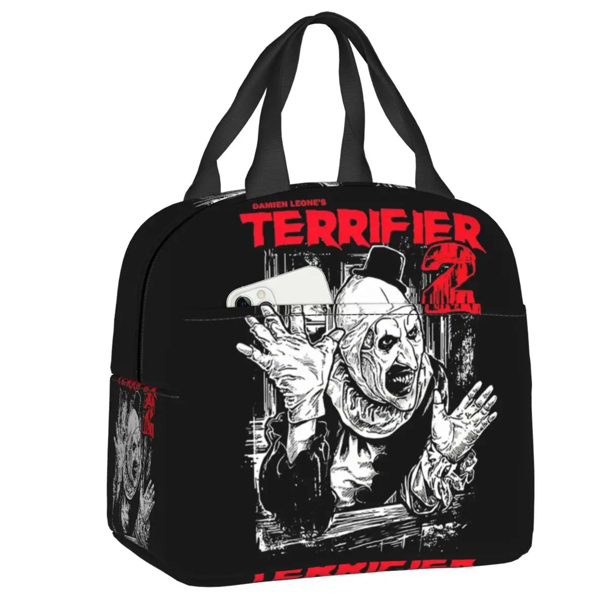 Custom Art Crispies Terrifiers Halloween Horror Movie Lunch Bag Men Women Cooler Thermal Insulated Lunch Boxes for Adult Office