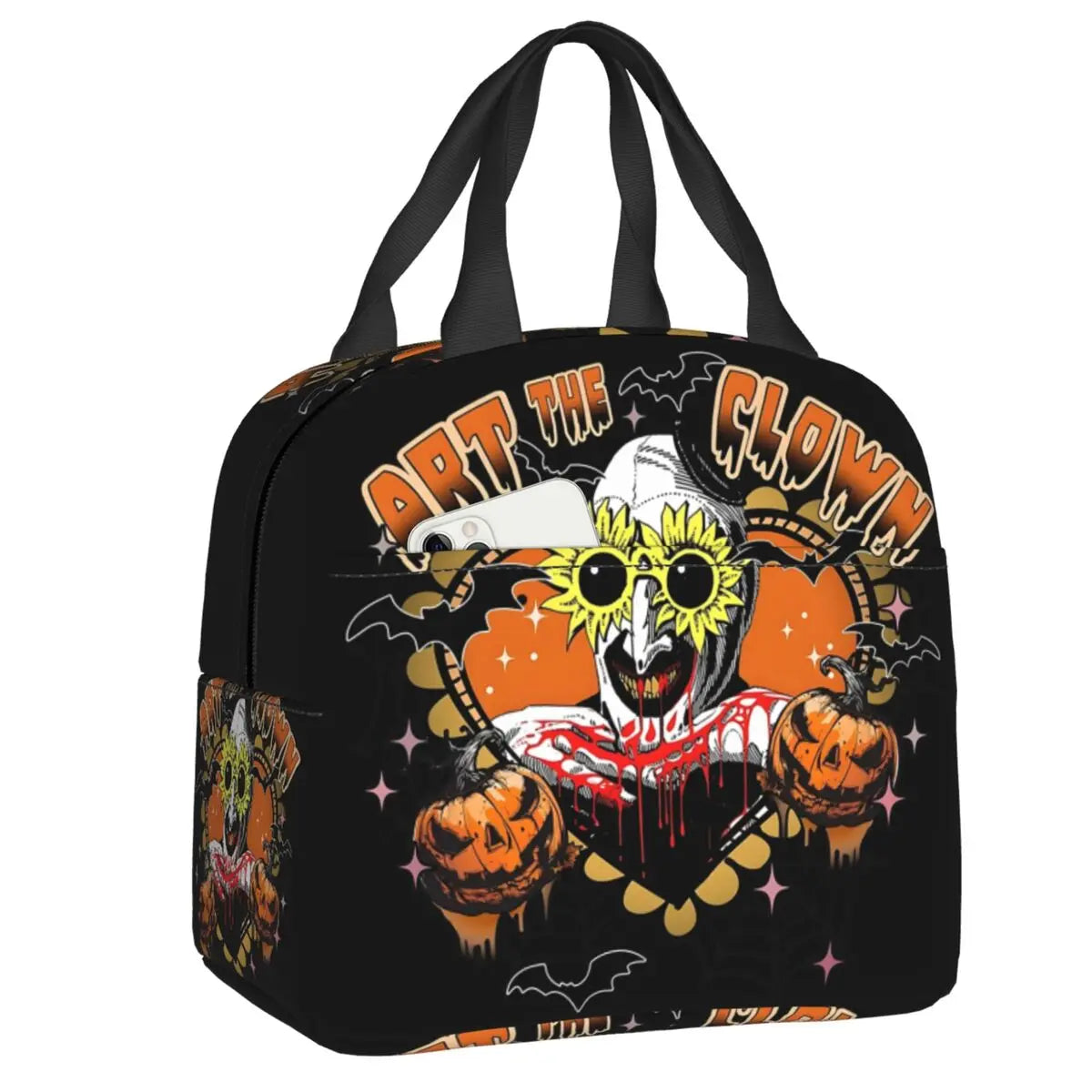 Custom Art Crispies Terrifiers Halloween Horror Movie Lunch Bag Men Women Cooler Thermal Insulated Lunch Boxes for Adult Office