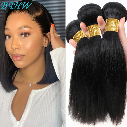 Brazilian Bone Straight Bundles 100% Unprocessed Human Hair Bundles Virgin Hair 1/3 Bundles Short Straight Weave Hair Extensions