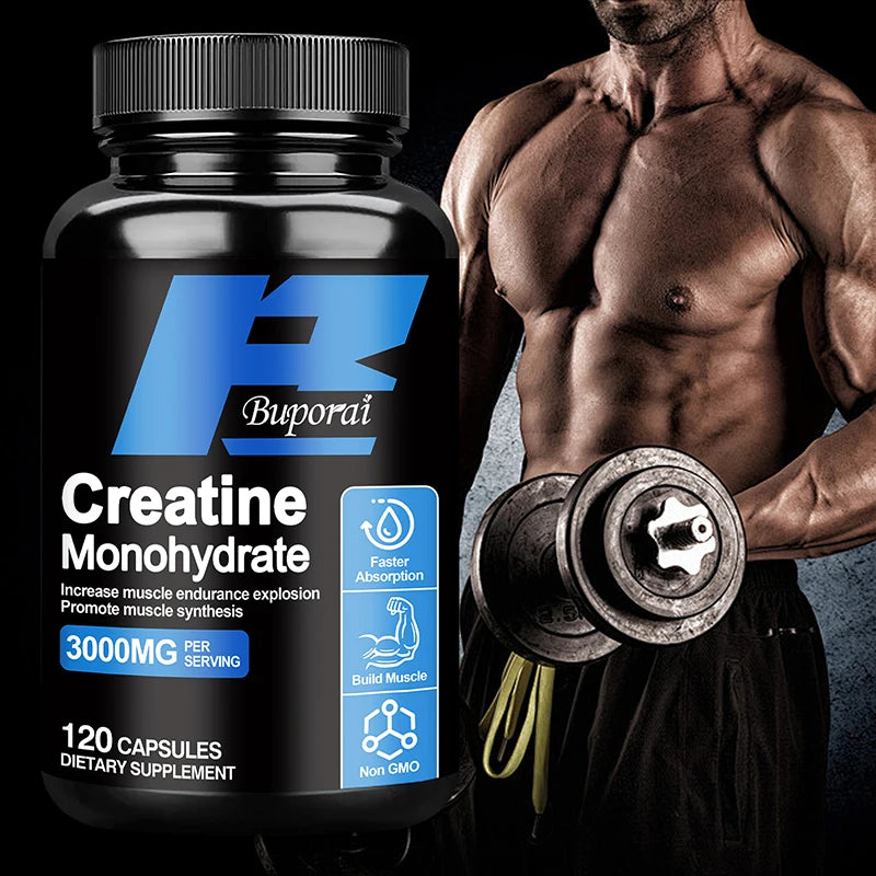 Creatine Monohydrate - Enhance Muscle Strength, Promote Muscle Growth, Improve Athletic Performance, Vegetarian, Gluten-free