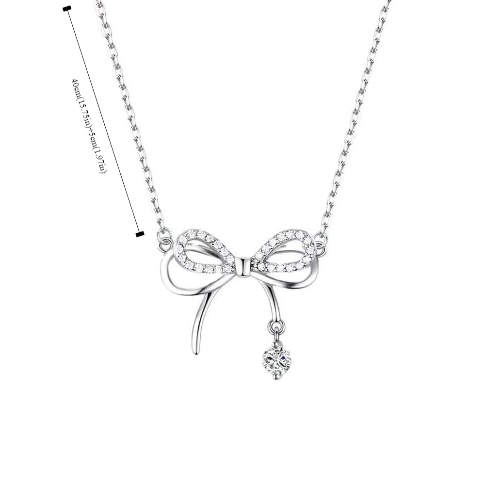 Bowknot Necklaces Jewelry Accessories Silver Bow Clavicle Chain Rhinestone Choker