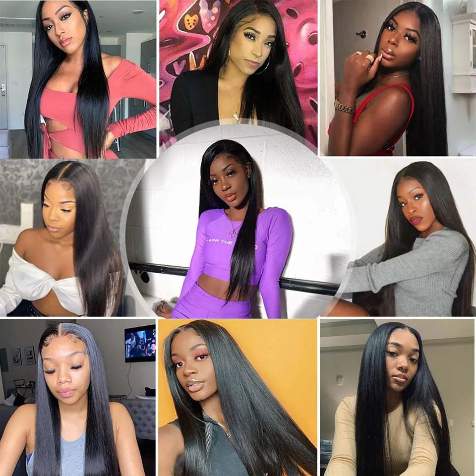 28 30 32 34 36 38 40 Inch Brazilian Hair Straight Hair Bundles 100% Natural Human Hair Bundles Double Wefts Remy Hair Extensions