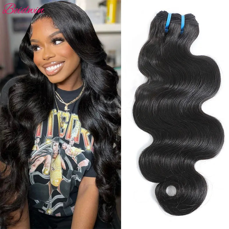 28 Inch Peruvian Body Wave Human Hair Bundles Natural Color Remy Human Hair Extensions Double Hair Weft 1 3 4 Human Hair Bundles