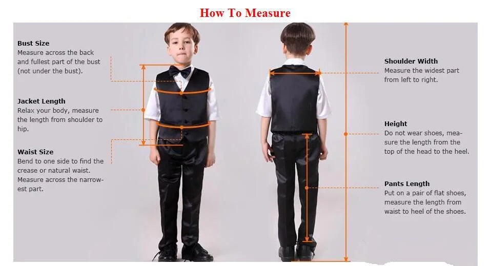 Boys Slim Fit Suits 5 Pieces Set Kids Blazer Vest Pants Shirt Bowtie  Jacket With Gold Rims For Wedding Party Prom